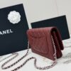 Burgundy Quilted Textured Calfskin WOC Chain Wallet