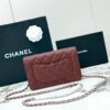 Burgundy Quilted Textured Calfskin WOC Chain Wallet
