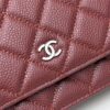 Burgundy Quilted Textured Calfskin WOC Chain Wallet
