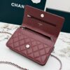 Burgundy Quilted Textured Calfskin WOC Chain Wallet