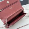 Burgundy Quilted Textured Calfskin WOC Chain Wallet