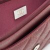 Burgundy Quilted Textured Calfskin WOC Chain Wallet