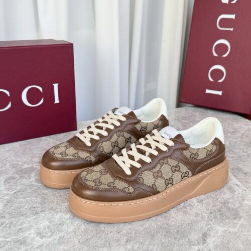 sy_no_82892142BF676947A8268B51DFB92739_0 Gucci MAC8 GG Canvas & Brown Leather Sneaker