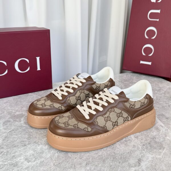 sy_no_82892142BF676947A8268B51DFB92739_0 Gucci MAC8 GG Canvas & Brown Leather Sneaker