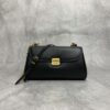 sy_no_83117E0FA85FFC95B75A824373B56FAF_0 Black Smooth Leather Gold-Hardware Flap Shoulder / Crossbody Bag