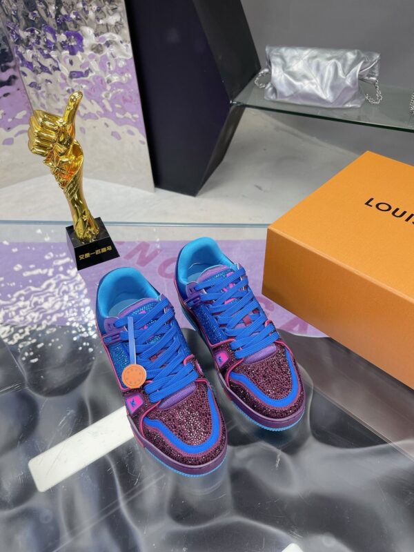 sy_no_838190DA797378759024E2562EF09160_3 Louis Vuitton LV Trainer Purple & Blue Rhinestone Retro Sneakers