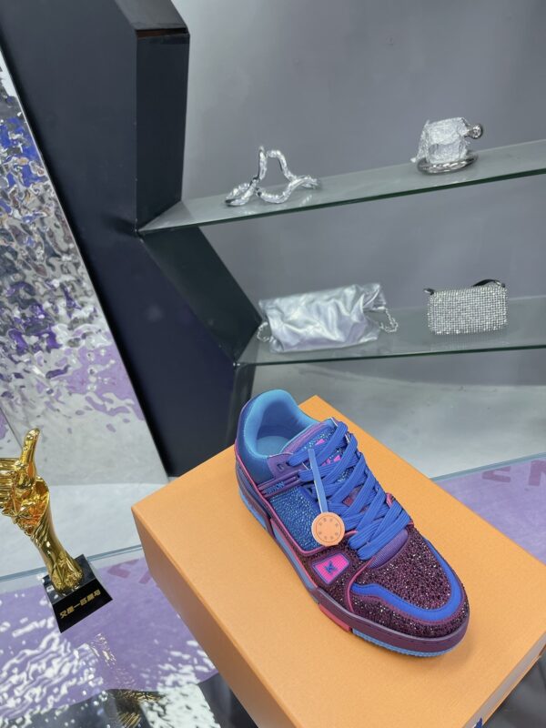sy_no_838190DA797378759024E2562EF09160_4 Louis Vuitton LV Trainer Purple & Blue Rhinestone Retro Sneakers