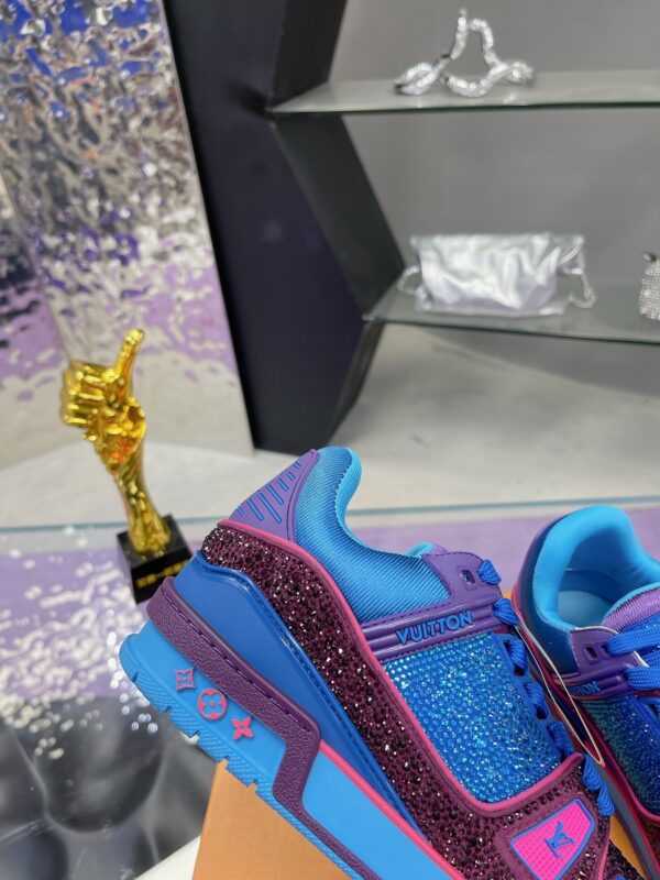 sy_no_838190DA797378759024E2562EF09160_7 Louis Vuitton LV Trainer Purple & Blue Rhinestone Retro Sneakers