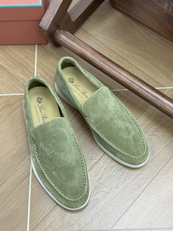 Loro Piana Summer Walk Loafers in Matcha Green Suede