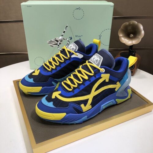 Blue & Yellow Retro Trail Sneakers