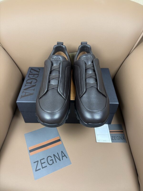 Dark Brown Textured Leather Vibram® Lug-Sole Slip-On Sneakers