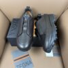 Dark Brown Textured Leather Vibram® Lug-Sole Slip-On Sneakers