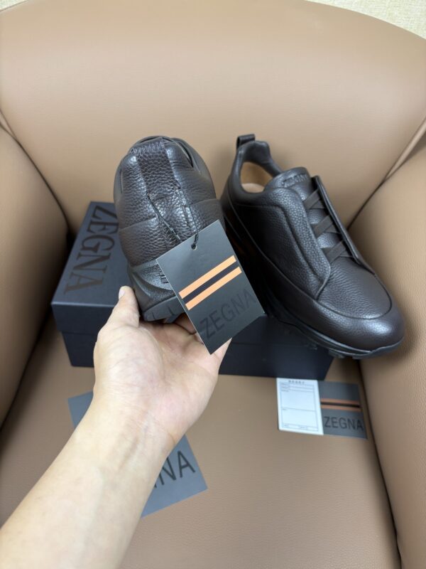 Dark Brown Textured Leather Vibram® Lug-Sole Slip-On Sneakers