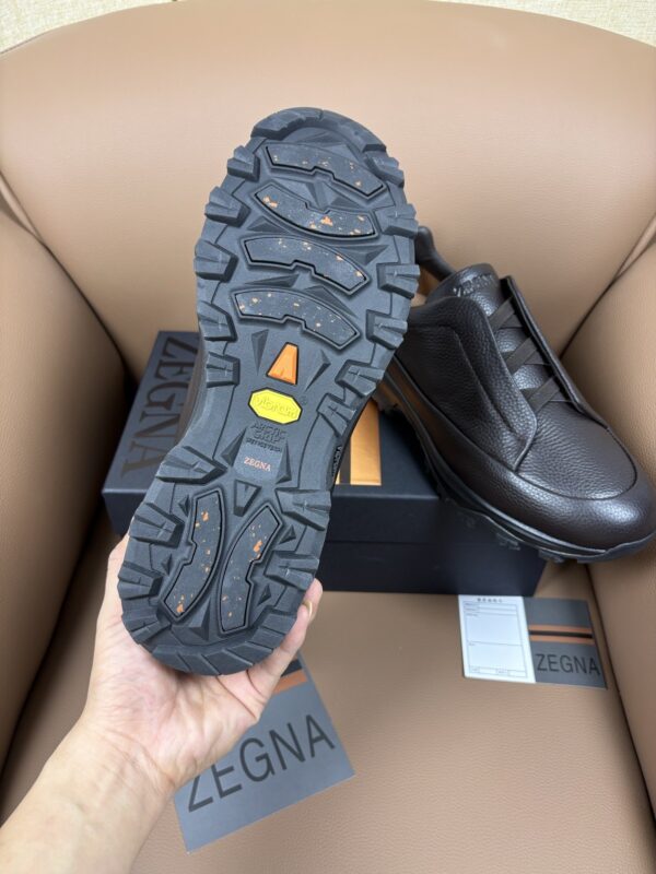 Dark Brown Textured Leather Vibram® Lug-Sole Slip-On Sneakers