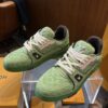 Louis Vuitton LV Trainer Green Suede & Pink Retro Sneakers