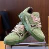Louis Vuitton LV Trainer Green Suede & Pink Retro Sneakers