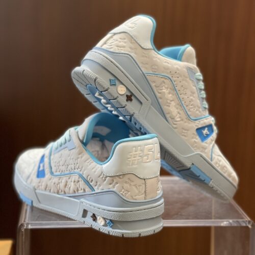 sy_no_84E4A1C21138A408A6EF03B1AAC371EF_4 Louis Vuitton LV Trainer White & Light Blue "#54" Retro Sneakers