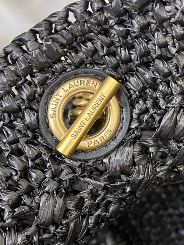 sy_no_84EC380892E230C9EE15EC50C97C1962_10 YSL Small Icare Woven Tote – Black & Gold