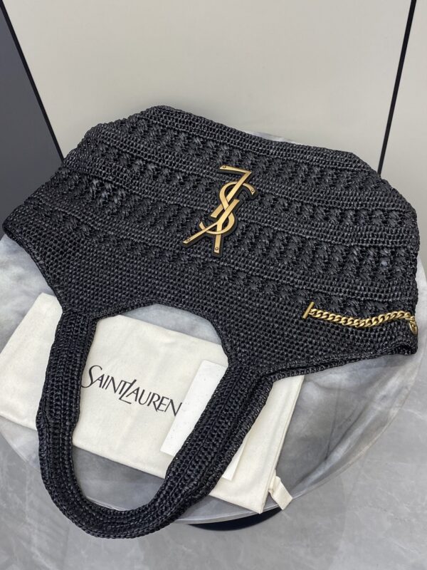 sy_no_84EC380892E230C9EE15EC50C97C1962_11 YSL Small Icare Woven Tote – Black & Gold