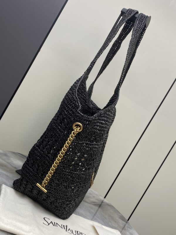 sy_no_84EC380892E230C9EE15EC50C97C1962_2 YSL Small Icare Woven Tote – Black & Gold