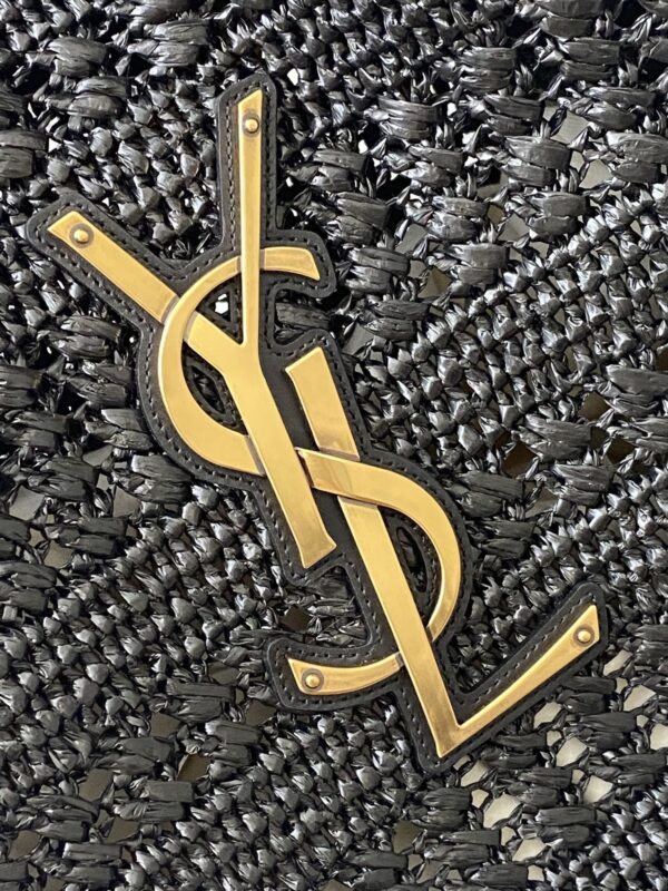 sy_no_84EC380892E230C9EE15EC50C97C1962_5 YSL Small Icare Woven Tote – Black & Gold