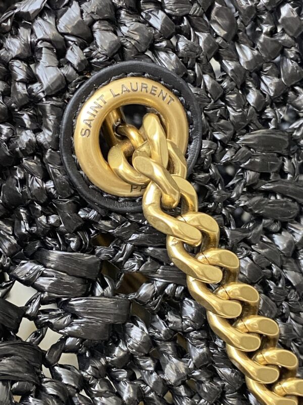 sy_no_84EC380892E230C9EE15EC50C97C1962_7 YSL Small Icare Woven Tote – Black & Gold