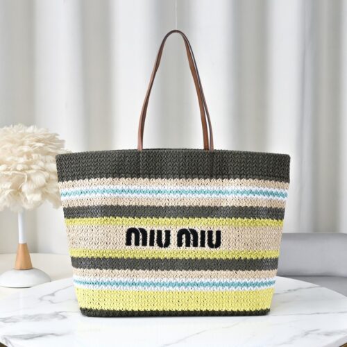 sy_no_8560CB8EE9581A5E2C685752DD1CD312_0 Miu Miu Women's Large Woven Fabric Tote/Shoulder Bag