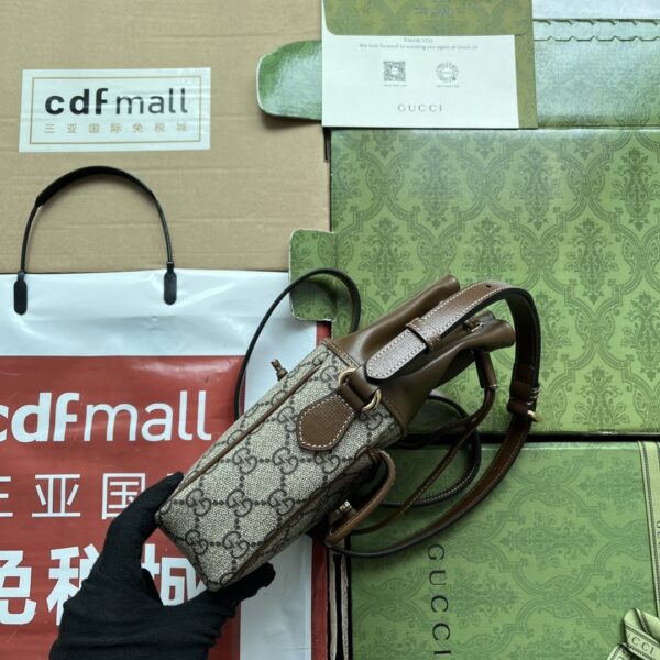sy_no_85C4482066EDF53BE7EFF970EAC49155_3 Gucci Interlocking G GG Supreme Mini Drawstring Bucket Bag – Brown