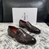 sy_no_8622057DA99BAC33E9B7E1C42F8959E6_0 Tobacco Brown & Dark Coffee Crocodile-Embossed Patina Penny Loafers
