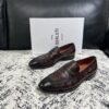sy_no_8622057DA99BAC33E9B7E1C42F8959E6_1 Tobacco Brown & Dark Coffee Crocodile-Embossed Patina Penny Loafers