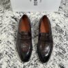 sy_no_8622057DA99BAC33E9B7E1C42F8959E6_2 Tobacco Brown & Dark Coffee Crocodile-Embossed Patina Penny Loafers