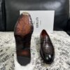 sy_no_8622057DA99BAC33E9B7E1C42F8959E6_8 Tobacco Brown & Dark Coffee Crocodile-Embossed Patina Penny Loafers