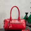 sy_no_86A1FD5F6BA1AEEEBB22F98ACC8817F6_0 Red Leather Front-Zip Double-Handle Shoulder Crossbody Bag