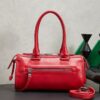 sy_no_86A1FD5F6BA1AEEEBB22F98ACC8817F6_1 Red Leather Front-Zip Double-Handle Shoulder Crossbody Bag