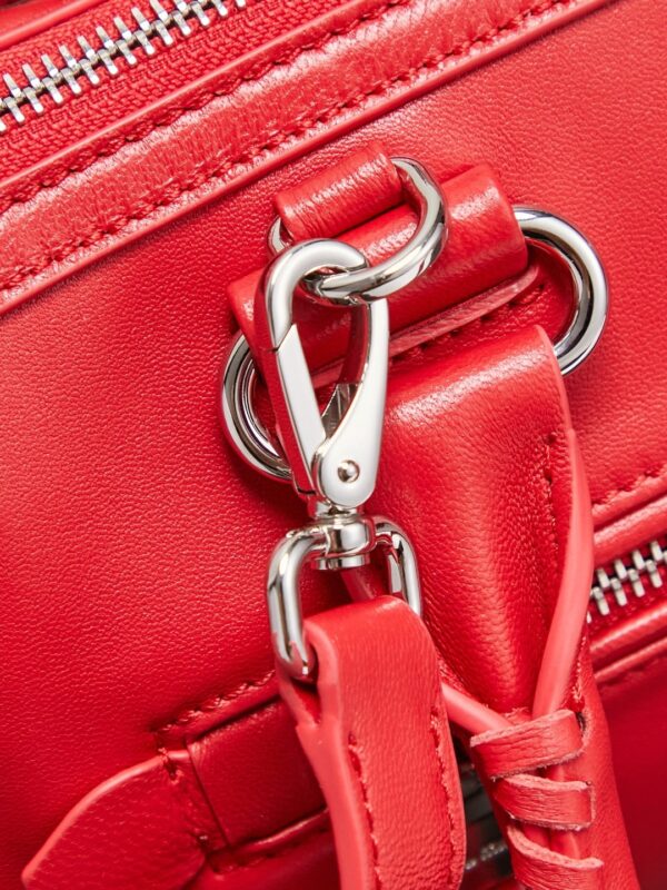 sy_no_86A1FD5F6BA1AEEEBB22F98ACC8817F6_8 Red Leather Front-Zip Double-Handle Shoulder Crossbody Bag