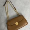 sy_no_86C4F40EBCF746C5C1DAB1F98C6B6EB6_6 Brown Smooth Leather Gold-Hardware Flap Shoulder / Crossbody Bag