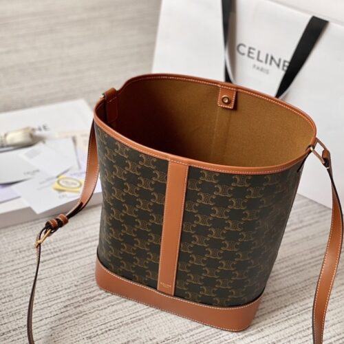 sy_no_86DF74CD0D0649AF4181CAD6F61F14EB_0 CELINE Women's Triomphe Canvas Small Bucket Bag (Shoulder/Crossbody)