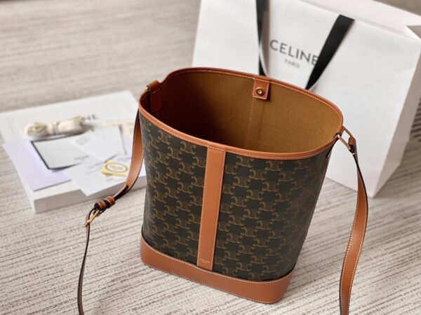 sy_no_86DF74CD0D0649AF4181CAD6F61F14EB_0 CELINE Women's Triomphe Canvas Small Bucket Bag (Shoulder/Crossbody)