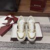 sy_no_86FA7790F9D44F194E522EA0D4CC5C71_2 Gucci Re-Web Sneaker in Metallic Gold & White Leather with Web Stripe