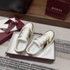 sy_no_86FA7790F9D44F194E522EA0D4CC5C71_5 Gucci Re-Web Sneaker in Metallic Gold & White Leather with Web Stripe