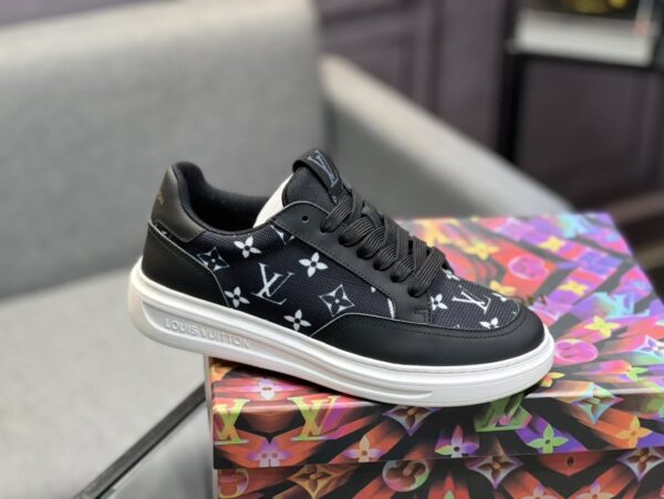 sy_no_870F345387F75C448563A06F041C1BDF_8 Louis Vuitton Monogram Jacquard Canvas & Black Leather Low-Top Sneakers