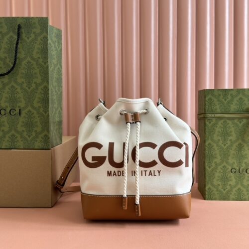 Gucci Printed Canvas Bucket Shoulder Bag – Brown