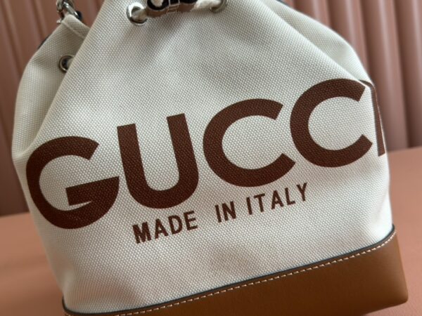 sy_no_8785E6E1A6BD73C59A8D2035F7CA3BED_6 Gucci Printed Canvas Bucket Shoulder Bag – Brown