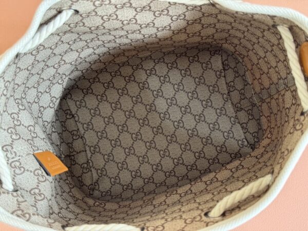 sy_no_8785E6E1A6BD73C59A8D2035F7CA3BED_8 Gucci Printed Canvas Bucket Shoulder Bag – Brown