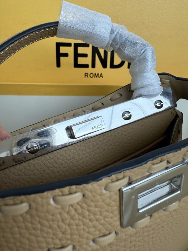 sy_no_881B6660C7FF4DF1376EE9990056AF95_3 Brown Small Peekaboo ISeeU Textured Calfskin Handbag