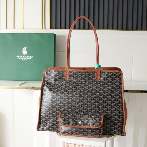 Brown Goyardine Hardy Small Commuter Tote