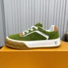 Louis Vuitton LV Checker Green Suede & Tan Leather Retro Sneakers
