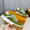 Louis Vuitton LV Checker Green Suede & Tan Leather Retro Sneakers