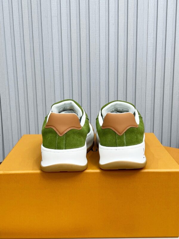 Louis Vuitton LV Checker Green Suede & Tan Leather Retro Sneakers