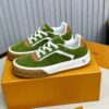 Louis Vuitton LV Checker Green Suede & Tan Leather Retro Sneakers